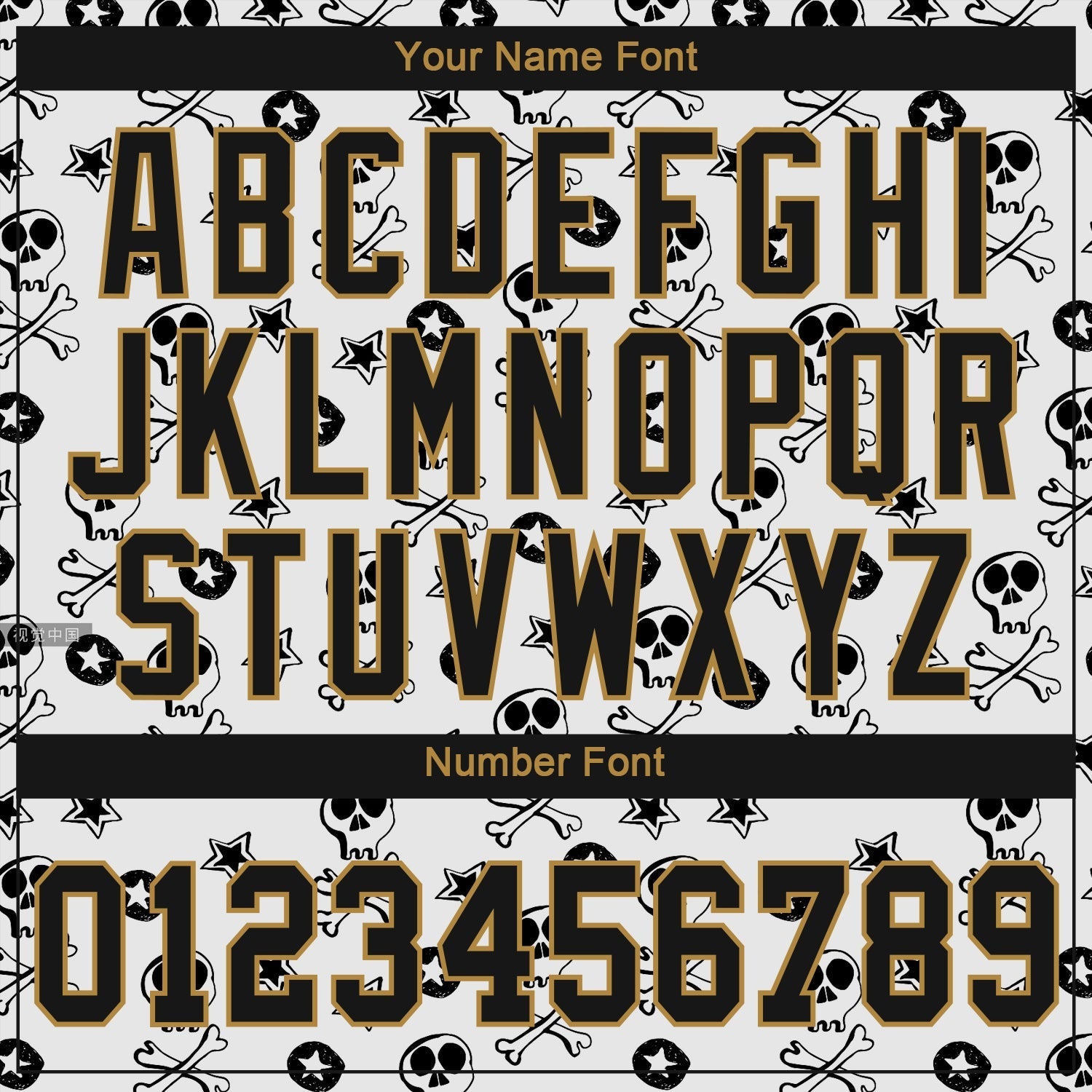 Custom White Black-Old Gold 3D Skull Fashion Authentic Baseball Jersey baseball jersey product view 5