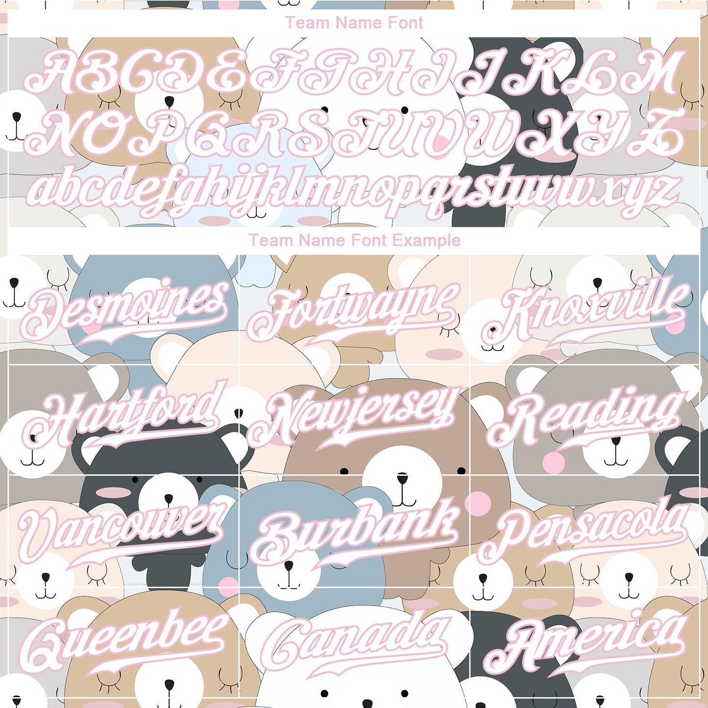 Custom White White-Light Pink 3D Pattern Design Teddy Bears Authentic Baseball Jersey baseball jersey product view 4