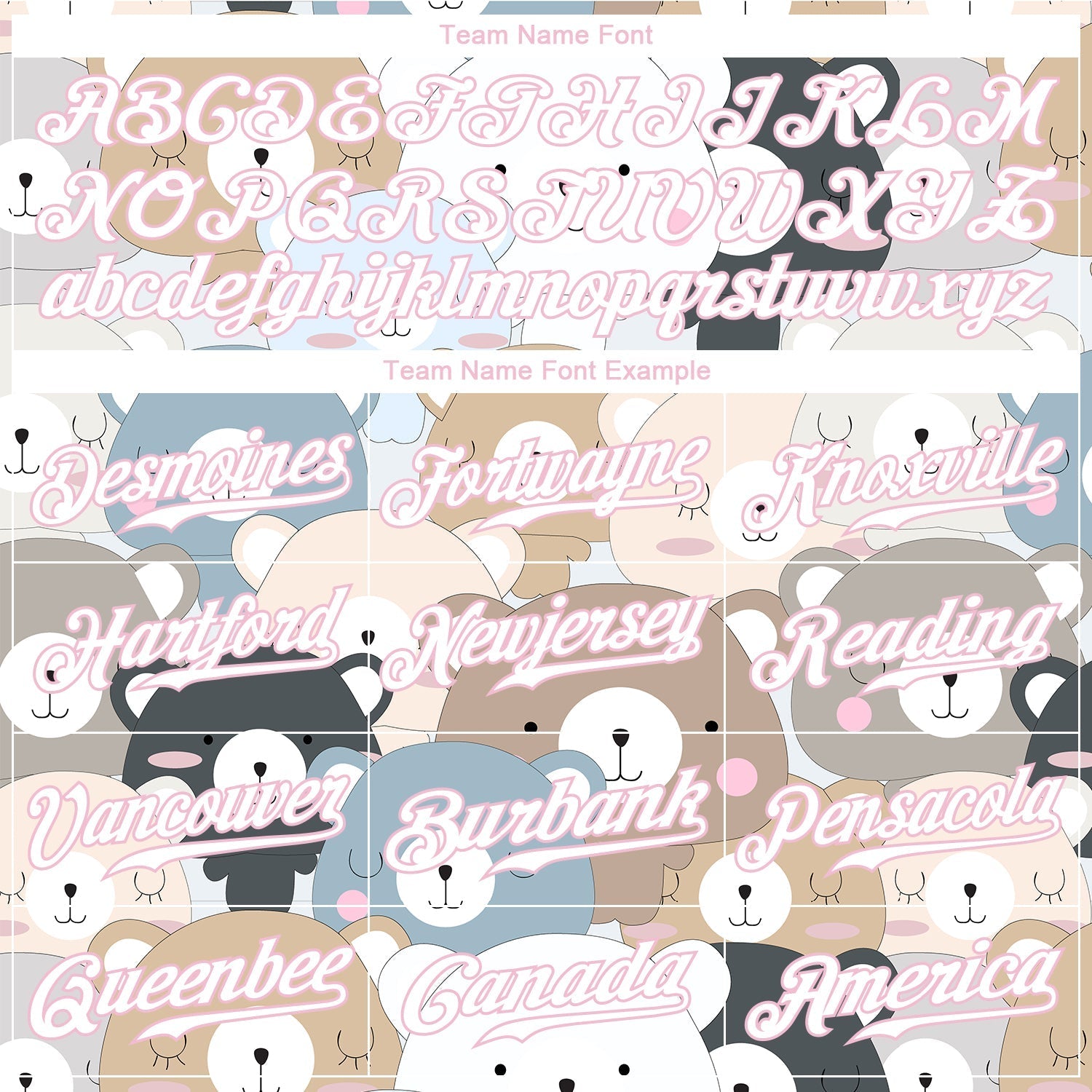 Custom White White-Light Pink 3D Pattern Design Teddy Bears Authentic Baseball Jersey baseball jersey product view 4
