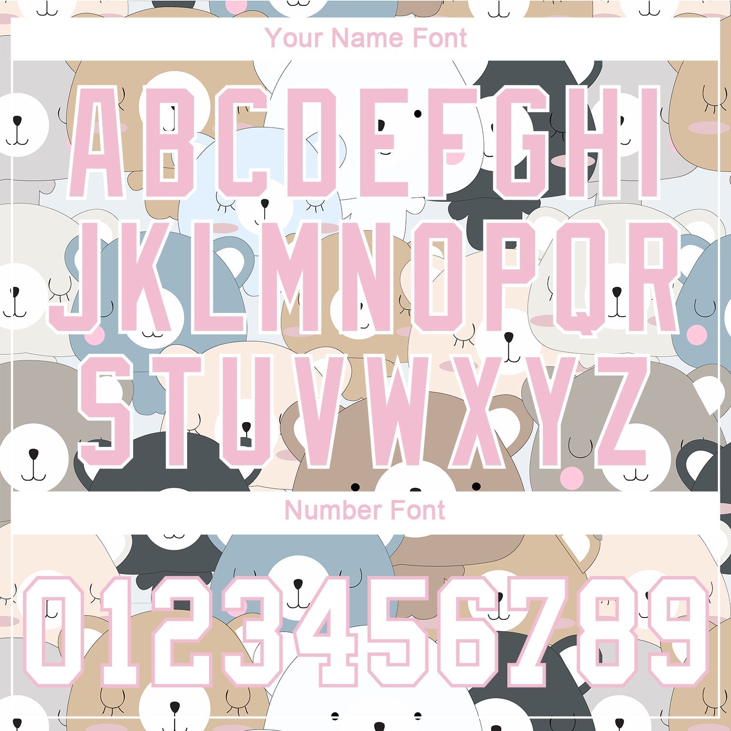 Custom White White-Light Pink 3D Pattern Design Teddy Bears Authentic Baseball Jersey baseball jersey product view 5