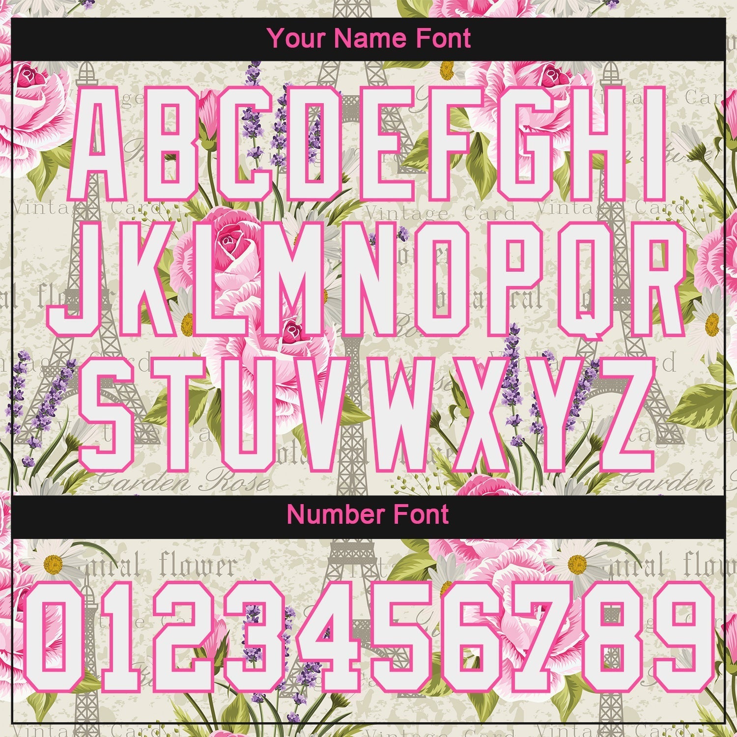 Custom White White-Pink 3D Pattern Design Floral Pattern With The Eiffel Tower Authentic Baseball Jersey baseball jersey product view 5