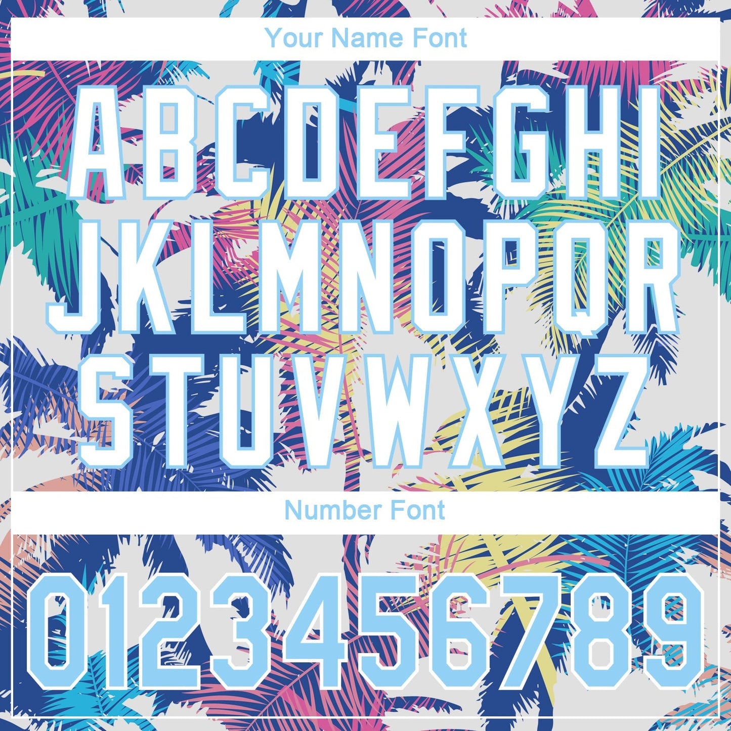 Custom White Light Blue 3D Pattern Design Hawaii Palm Trees Authentic Baseball Jersey baseball jersey product view 5