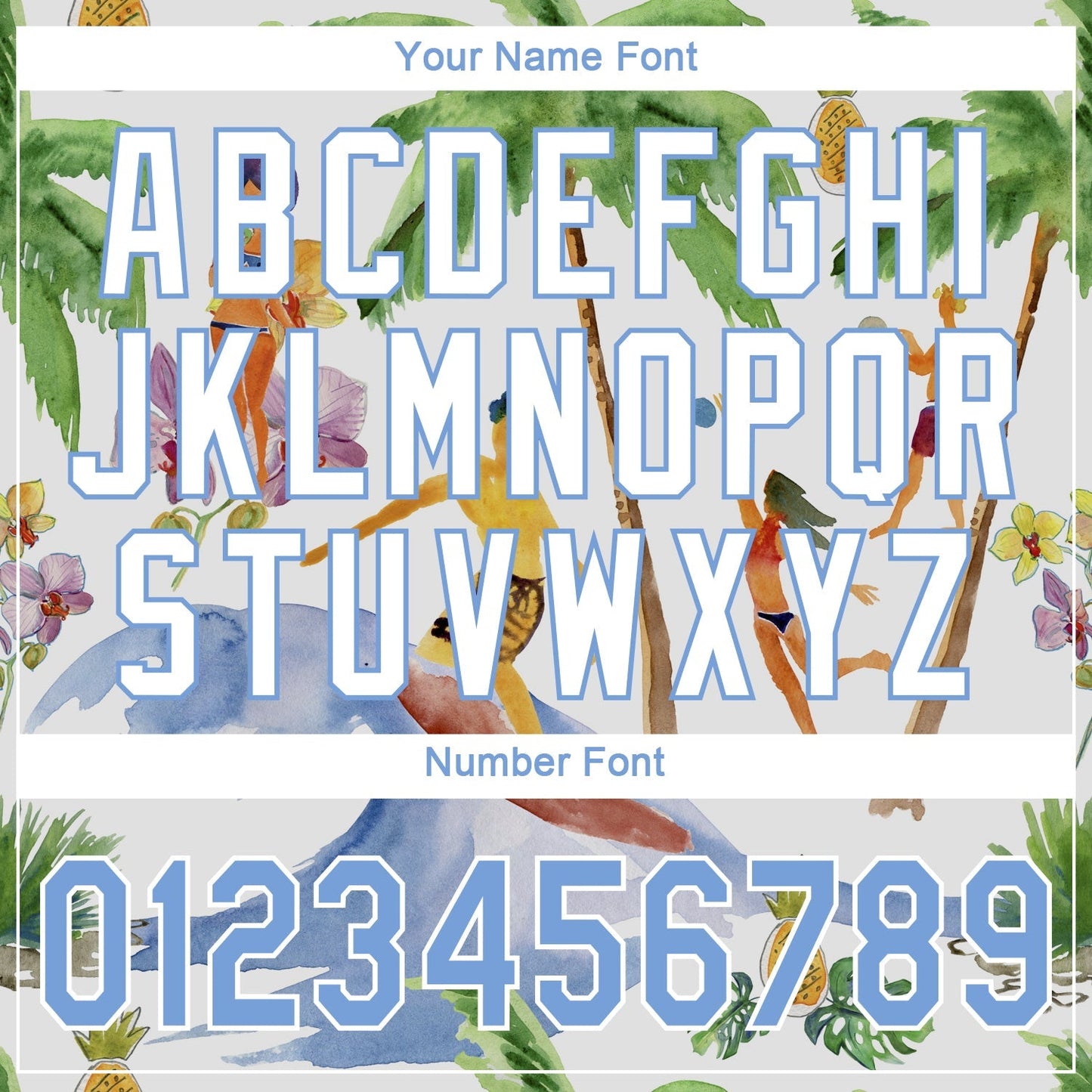 Custom White Light Blue-White 3D Pattern Design Hawaii Palm Trees Authentic Baseball Jersey baseball jersey product view 5