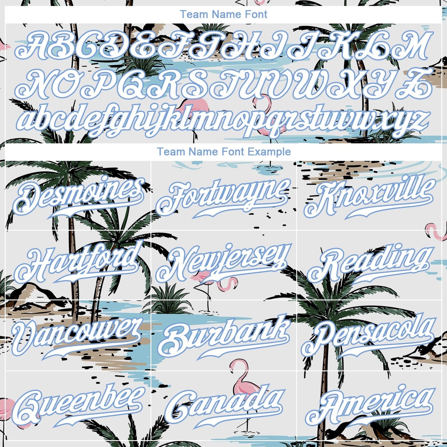 Custom White White-Light Blue 3D Pattern Design Hawaii Palm Trees Authentic Baseball Jersey baseball jersey product view 4
