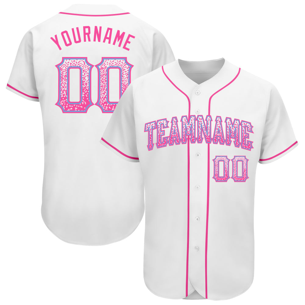 Custom White Pink-Light Blue Authentic Drift Fashion Baseball Jersey baseball jersey product view 1