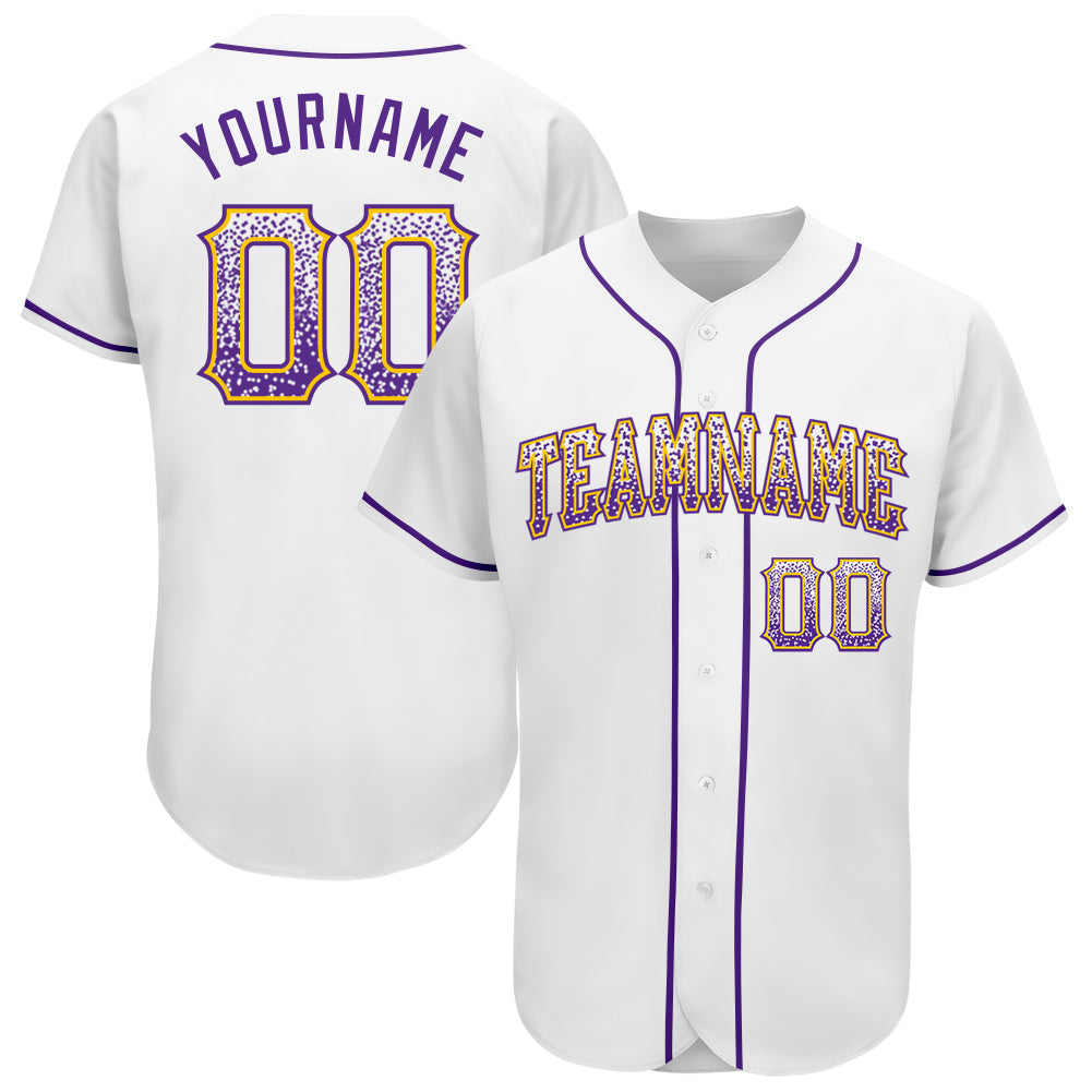 Custom White Purple-Gold Authentic Drift Fashion Baseball Jersey baseball jersey product view 1