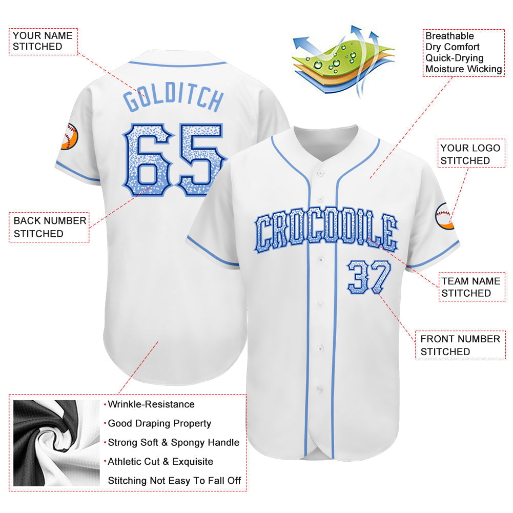 Custom White Light Blue-Royal Authentic Drift Fashion Baseball Jersey baseball jersey product view 3