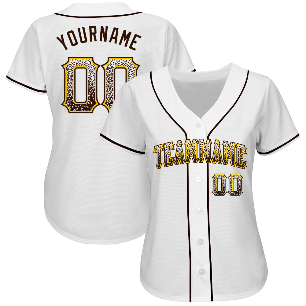 Custom White Brown-Gold Authentic Drift Fashion Baseball Jersey baseball jersey product view 2