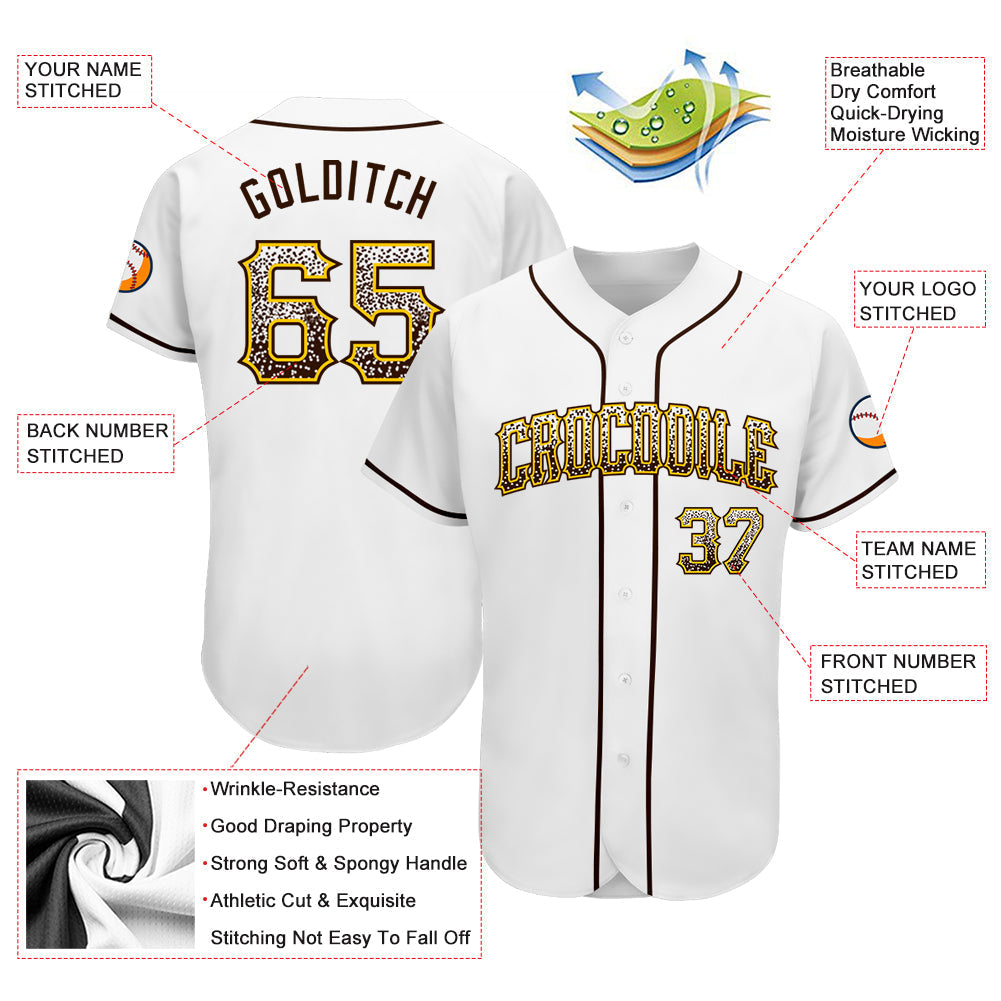 Custom White Brown-Gold Authentic Drift Fashion Baseball Jersey baseball jersey product view 3