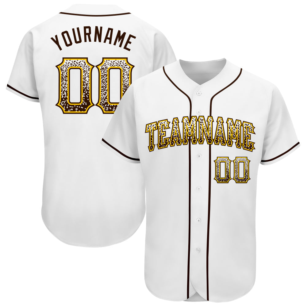 Custom White Brown-Gold Authentic Drift Fashion Baseball Jersey baseball jersey product view 1