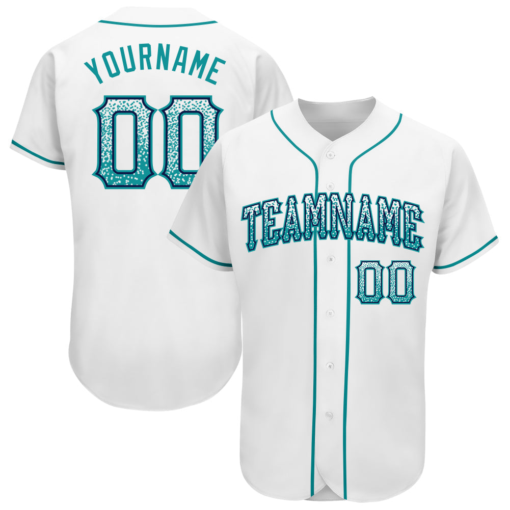 Custom White Teal-Navy Authentic Drift Fashion Baseball Jersey baseball jersey product view 1