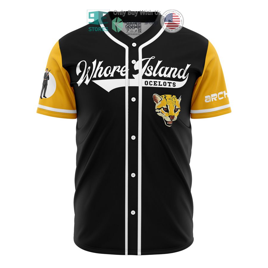 BEST Whore Island Ocelots Archer black yellow Baseball Jersey baseball jersey product view 1