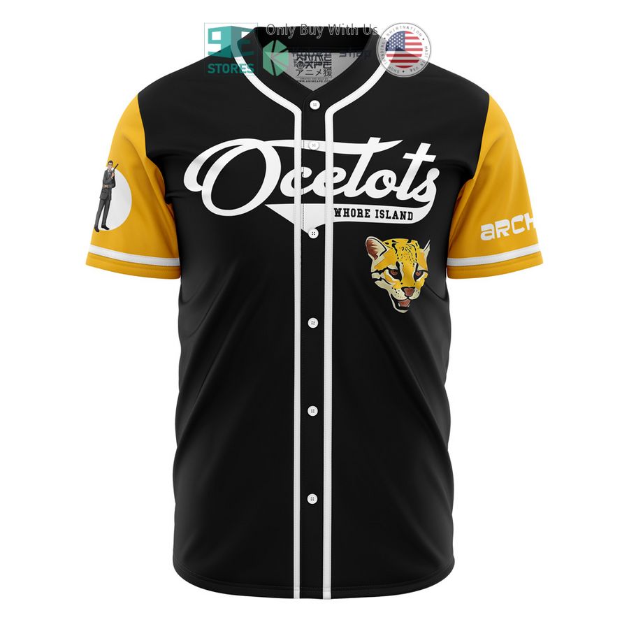 BEST Whore Island Ocelots Archer yellow black Baseball Jersey baseball jersey product view 1