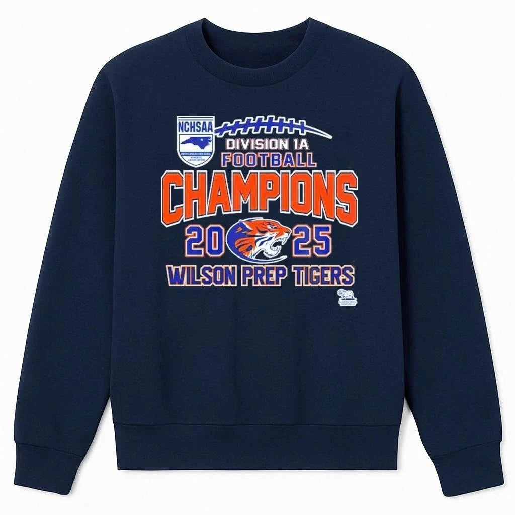 Wilson Prep Tigers 2025 NCHSAA Division 1A Football - Adult & Kids T-Shirts, Sweatshirts & Hoodies apparel design preview 2