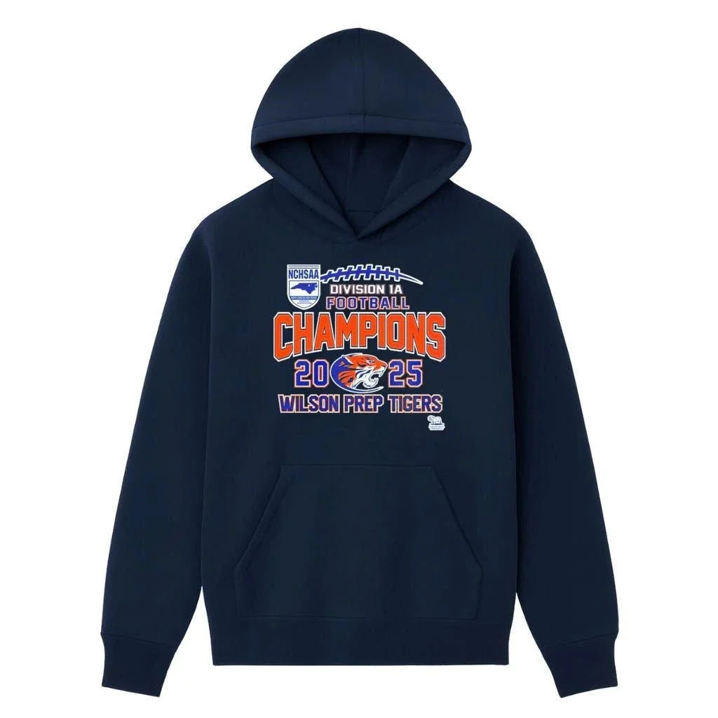 Wilson Prep Tigers 2025 NCHSAA Division 1A Football - Adult & Kids T-Shirts, Sweatshirts & Hoodies apparel design preview 3