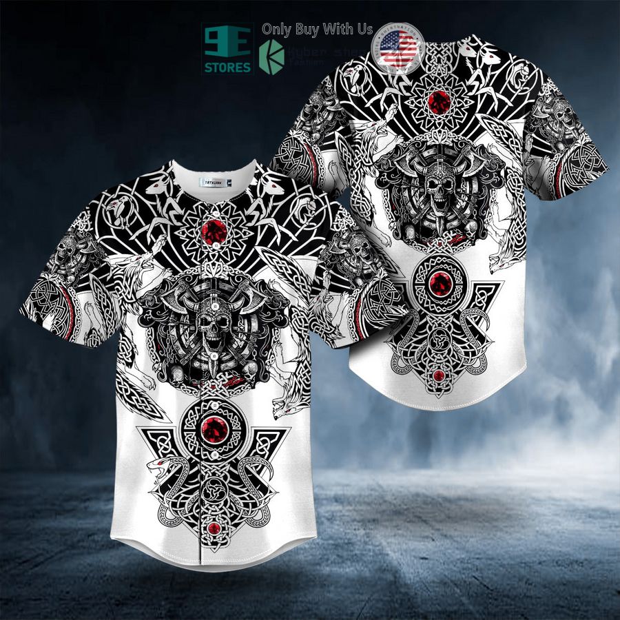 BEST Wolf King Viking Tattoo Baseball Shirt baseball jersey product view 1