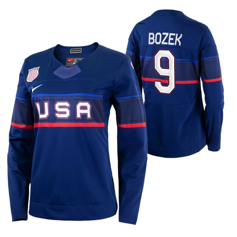 women 2022 beijing winter olympic #9 megan-bozek-usa-women's-hockey-navy-away-jersey Hockey Jersey hockey jersey product view 1