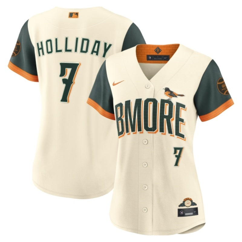 women baltimore orioles #7 jackson holliday 2026 city connect stadium jersey - natural_conew1 baseball jersey product view 1