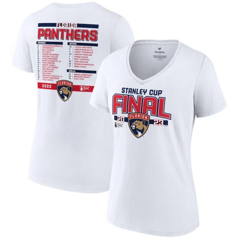 women florida panthers white 2023 stanley cup final roster t-shirt Hockey Jersey hockey jersey product view 1