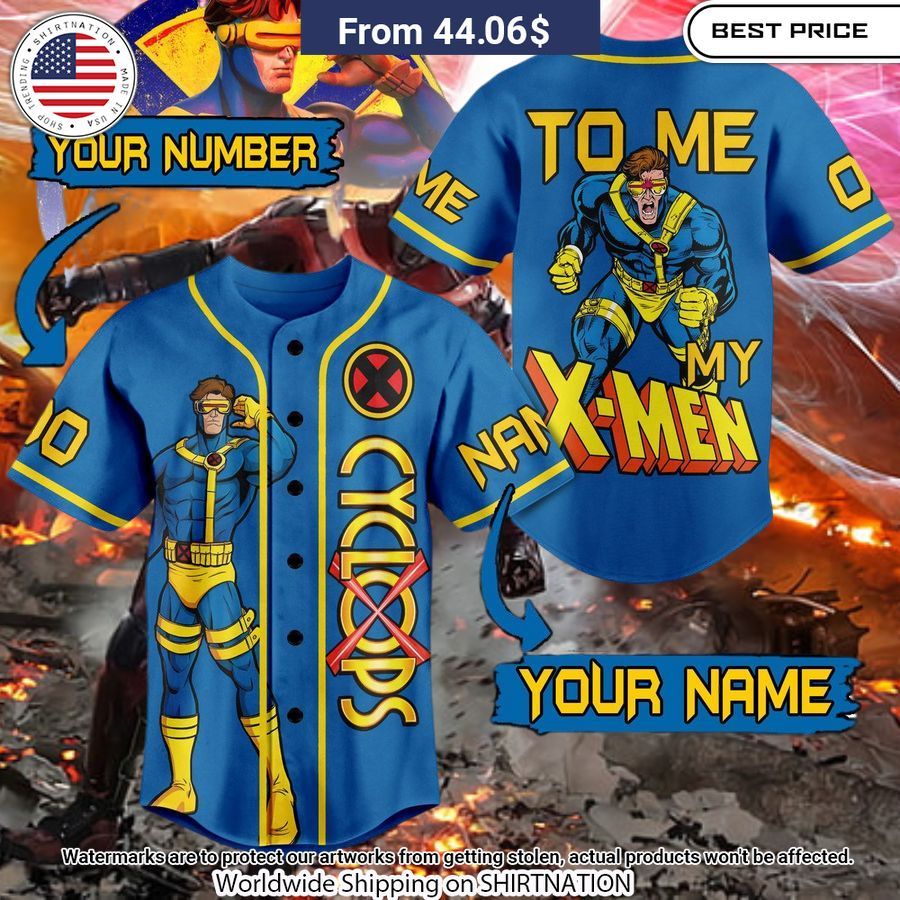 X-men Cyclops Custom baseball jersey baseball jersey product view 1