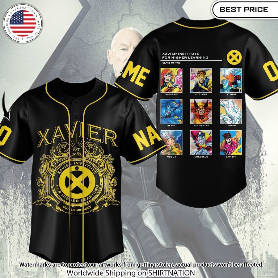 X-men Xavier Custom Baseball Jersey baseball jersey product view 1