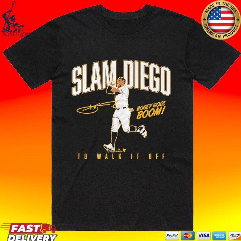 Xander Bogaerts Slam Diego To Walk It Bogey Goes Boom T-shirt Unisex T-shirt, Sweatshirt, Hoodie, Long Sleeve Tee - T-Shirt, Sweatshirt, Hoodie