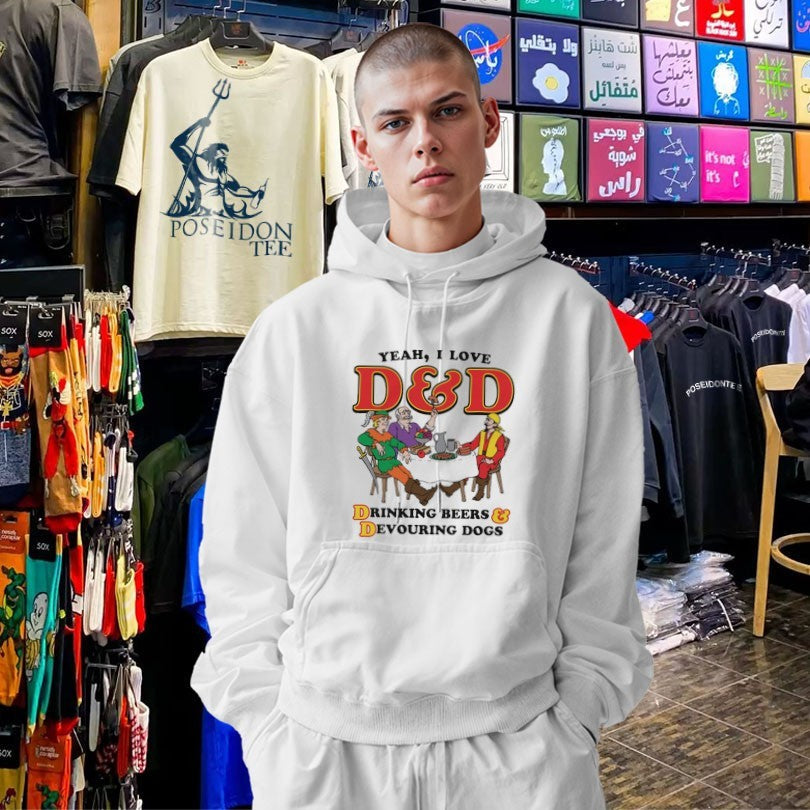 Yeah I Love D And Drinking Beers Devouring Dogs - Adult & Kids T-Shirts, Sweatshirts & Hoodies apparel design preview 2