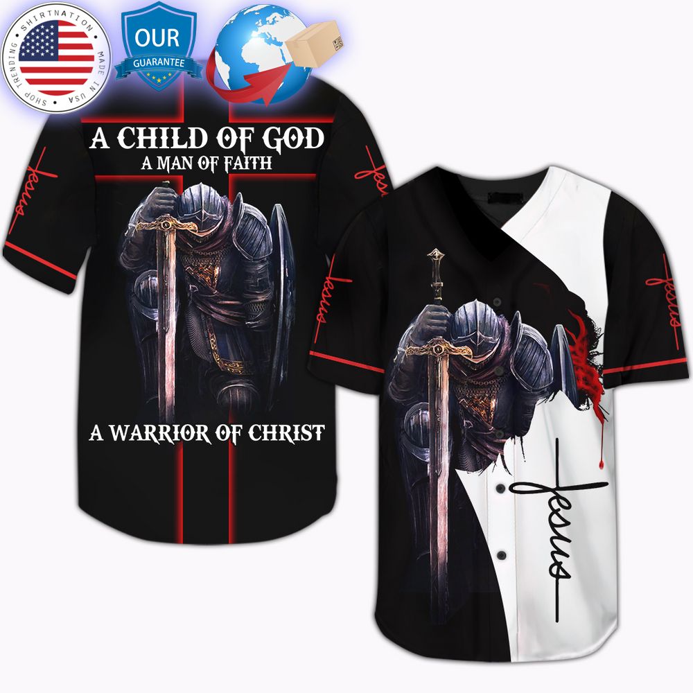 HOT A Child of God A Man Of Faith A Warrior Of Christ Jesus Baseball Jersey baseball jersey product view 1