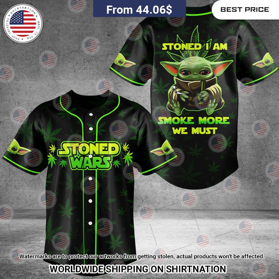 Yoda Stoned Wars Stoned I Am Baseball Jersey baseball jersey product view 1