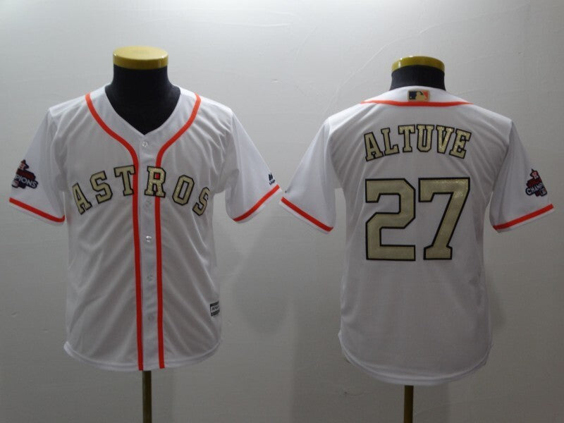 youth Houston Astros #27 Jose Altuve Baseball Jersey baseball jersey product view 1