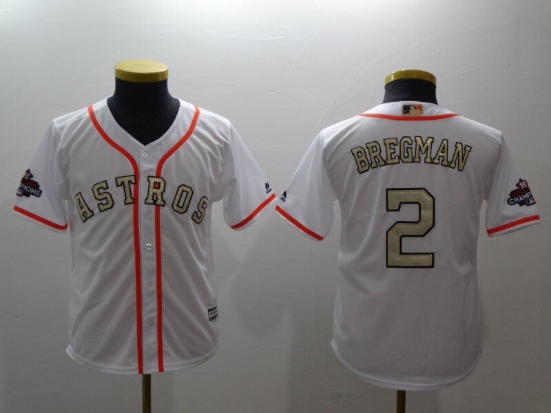 youth Houston Astros #2 Alex Bregman Baseball Jersey baseball jersey product view 1