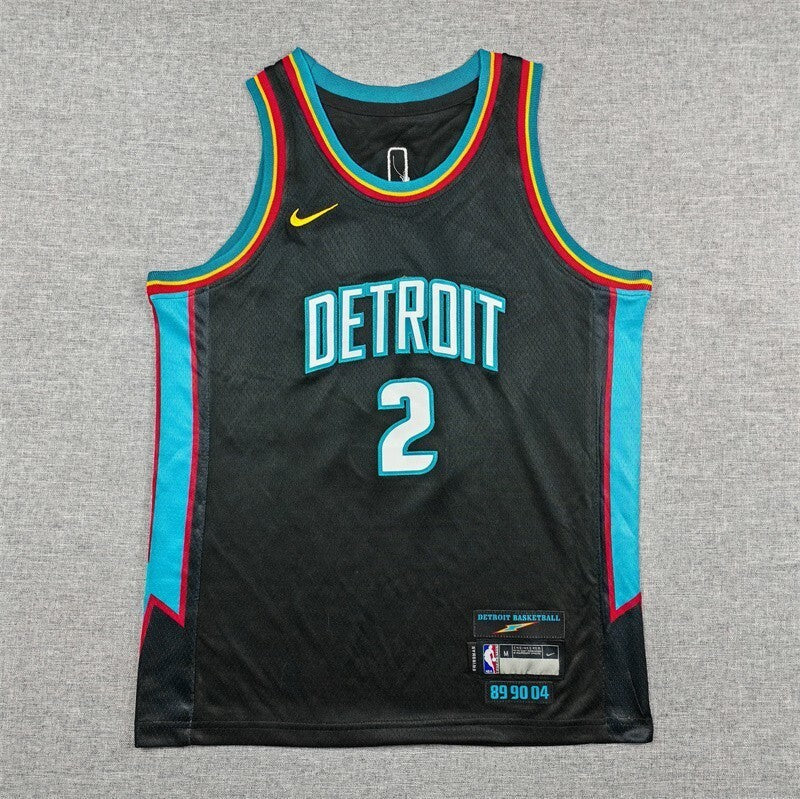 youth detroit pistons #2 cade cunningham Youth 26 Pistons 2 Black City Edition Style 2 Basketball Jersey basketball jersey product view 1
