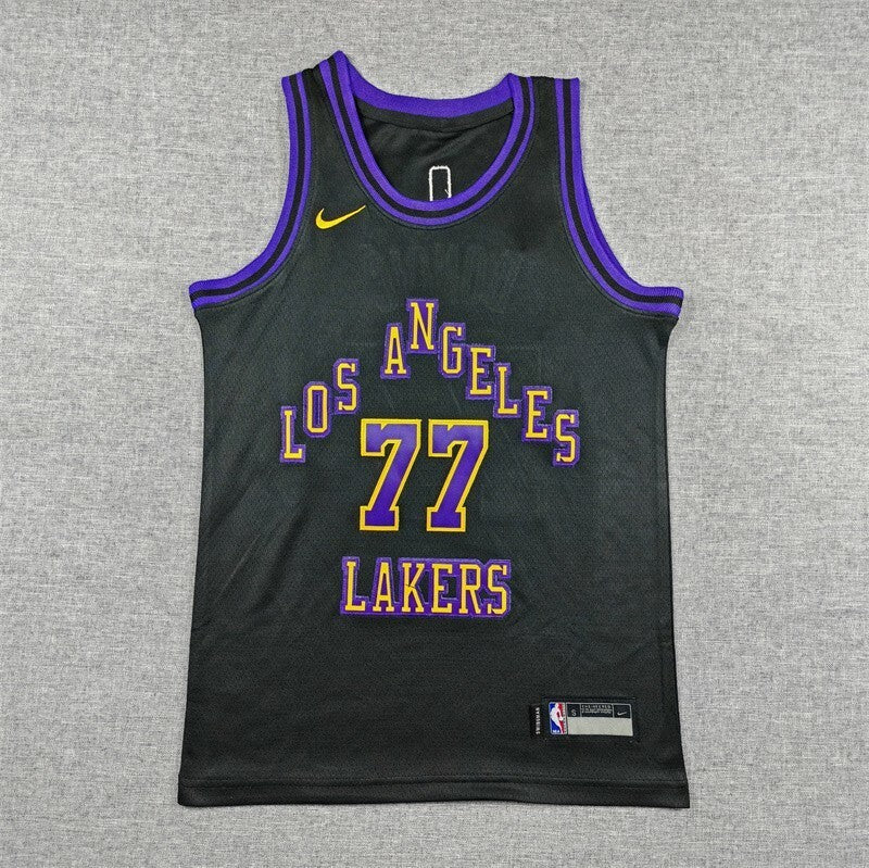 youth los angeles lakers #77 luka dončić Youth 24 Lakers 77 Black City Edition Style 2 Basketball Jersey basketball jersey product view 1