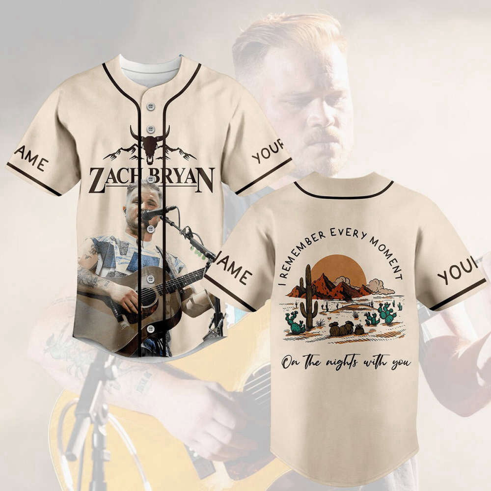 Zach Bryan I Remember Every Moment Baseball Jersey - Customized Highway Boy Shirt Country Music Singer Merch & Gift - Aopprinter baseball jersey product view 1