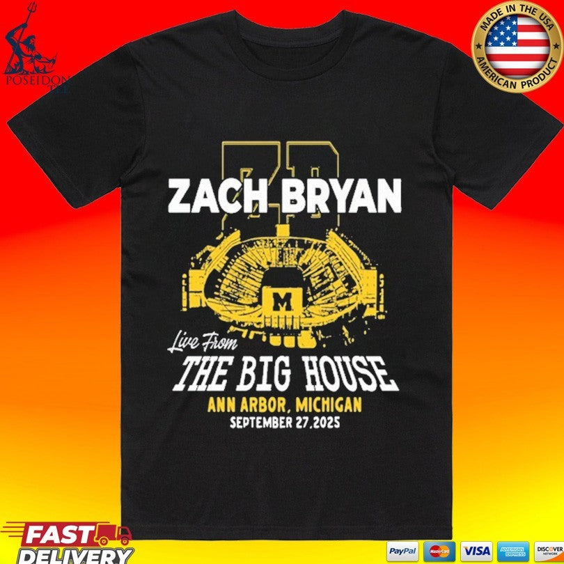 Zach Bryan The Big House Ann Arbor Michigan Wolverines September 27 2025 T-shirt Unisex T-shirt, Sweatshirt, Hoodie, Long Sleeve Tee - T-Shirt, Sweatshirt, Hoodie
